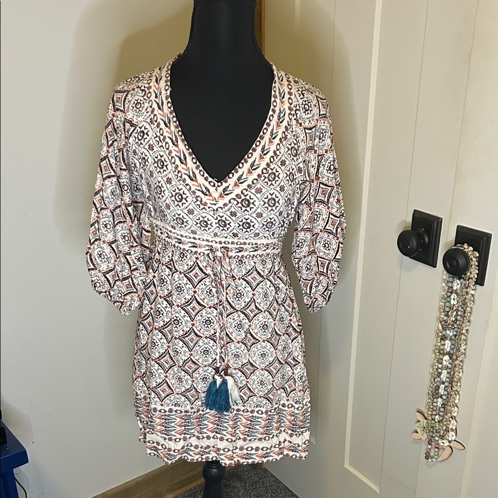 Boho Print Women's Mini Summer Dress Tasse Multicolor Coastal Cowgirl Western